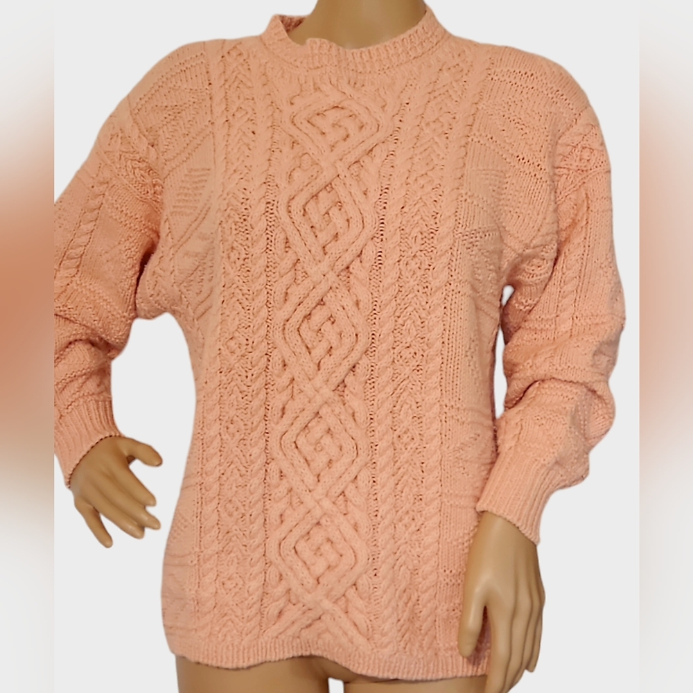 HANDKNITTED Compagnie Internationale Express Pink Sweater Crochet Womens Small